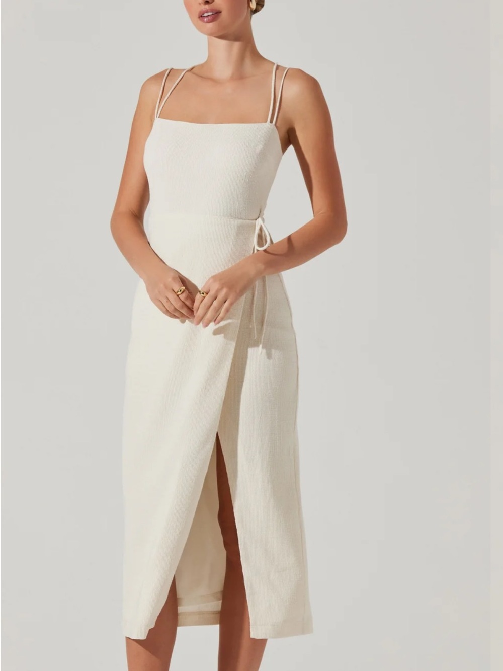 ASTR THE LABEL Brinda Wrap Midi Dress in Cream